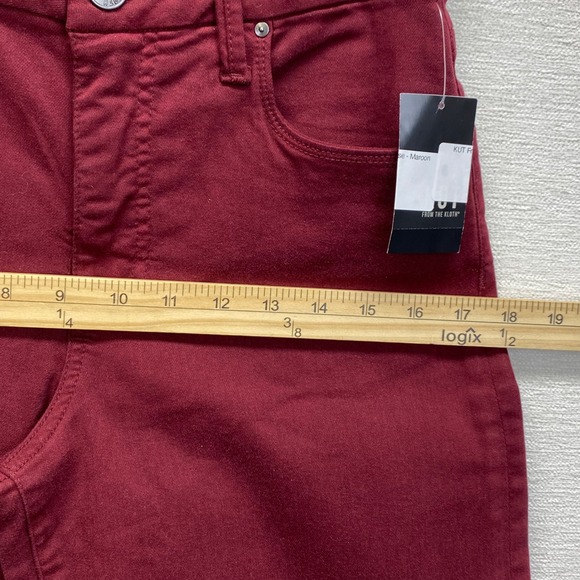 Kut from the Kloth Meg High Rise Fab Ab Wide Leg Maroon Denim Jeans Size 0 New - Picture 15 of 16